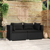 2-Seater Sofa with Cushions Grey Poly Rattan